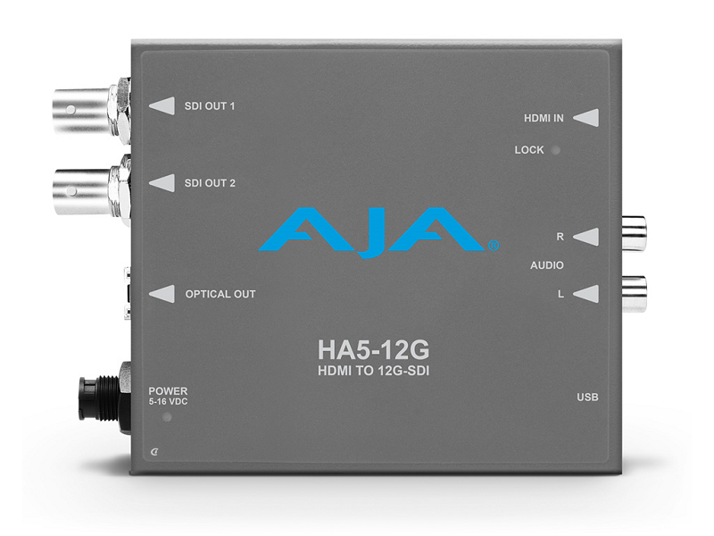 AJA Converter UHD,4K HDMI2.0/ Stereo Audio auf SD-/ HD-/ 3G/ 6G/ 12G-SDI HA5-12G